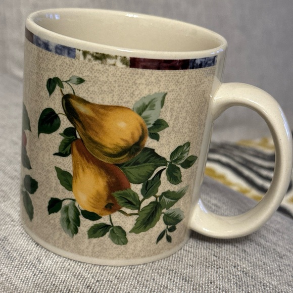 Sakura Table Natural Sonoma Fruits Mug Apples Pears Leaves Stoneware vintage - Picture 3 of 5